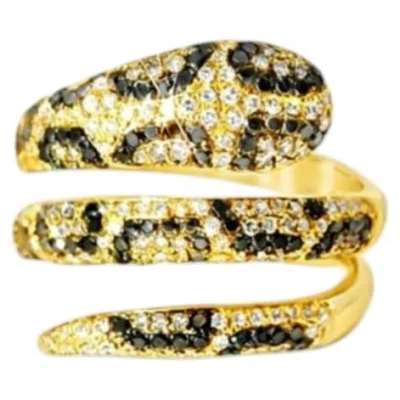Pre-owned Effy 14k Gold Diamond Snake Wrap Triple Band Ring Estate By  In Multiple
