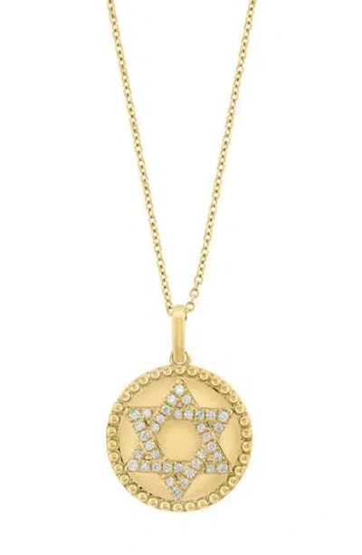 Effy 14k Gold Diamond Star Of David Pendant Necklace In Yellow Gold