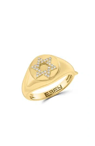 Effy 14k Gold Diamond Star Of David Signet Ring In Yellow Gold
