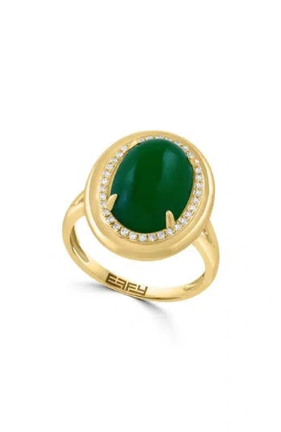 Effy 14k Gold Jade & Diamond Halo Ring In Green