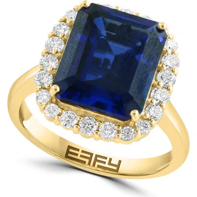 Effy 14k Gold Lab Created Sapphire & Diamond Ring In Blue