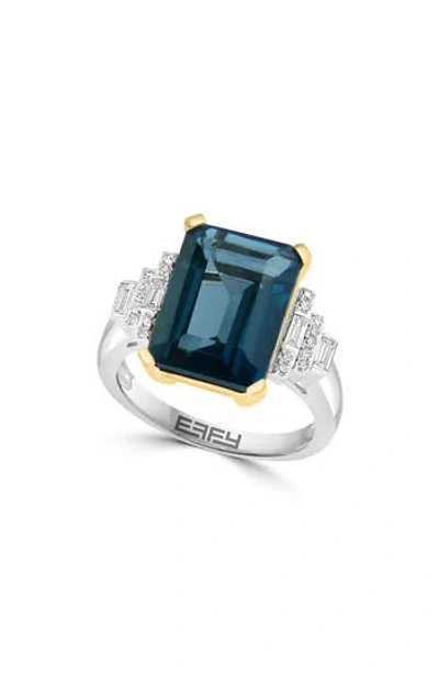 Effy 14k Gold London Blue Topaz & Diamond Ring In Metallic