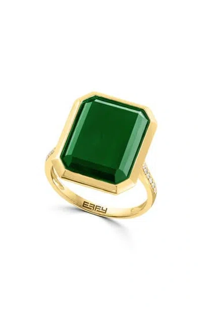 Effy 14k Gold Pavé Diamond & Green Onyx Ring
