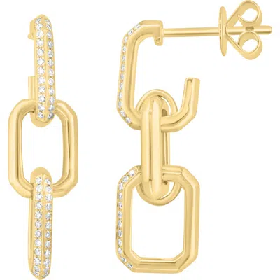 Effy 14k Gold Plated Diamond Link Drop Earrings