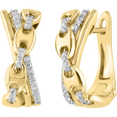 Effy 14k Gold Plated Diamond Link Hoop Earrings