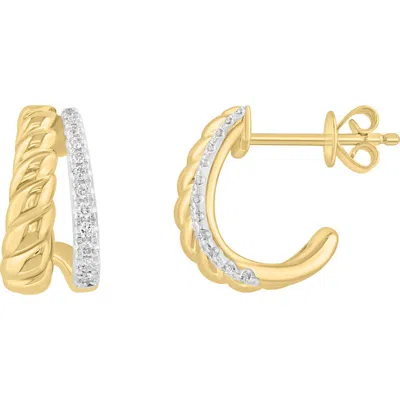 Effy 14k Gold Plated Diamond Twist Hoop Earrings