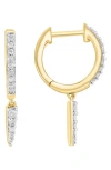 Effy 14k Gold Plated Pavé Diamond Drop Huggie Hoop Earrings In Silver Plated Yellow
