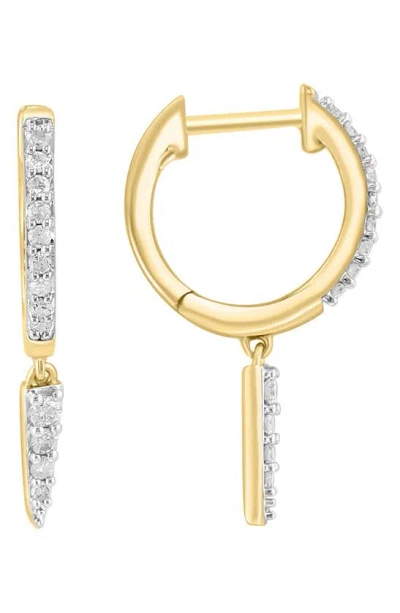 Effy 14k Gold Plated Pavé Diamond Drop Huggie Hoop Earrings In Silver Plated Yellow