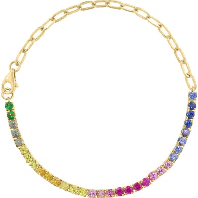 Effy 14k Gold Plated Sapphire & Tsavorite Chain Bracelet In Yellow