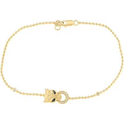 Effy 14k Gold Plated Sterling Silver Diamond & Emerald Panther Head Bracelet