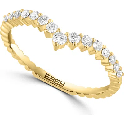 Effy 14k Gold Plated Sterling Silver Diamond Chevron Ring