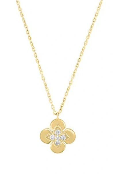 Effy 14k Gold Plated Sterling Silver Diamond Flower Pendant Necklace
