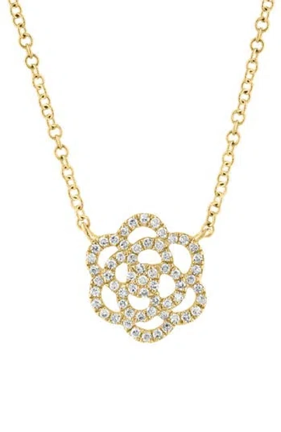 Effy 14k Gold Plated Sterling Silver Diamond Flower Pendant Necklace