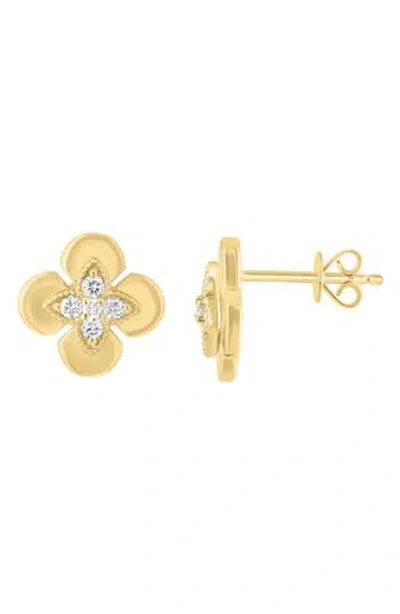 Effy 14k Gold Plated Sterling Silver Diamond Flower Stud Earrings