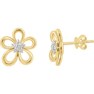 Effy 14k Gold Plated Sterling Silver Diamond Flower Stud Earrings