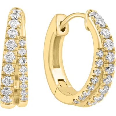Effy 14k Gold Plated Sterling Silver Diamond Hoop Earrings