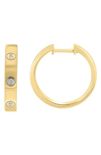 Effy 14k Gold Plated Sterling Silver Diamond Huggie Hoop Earrings