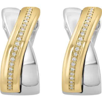 Effy 14k Gold Plated Sterling Silver Diamond Huggie Hoop Earrings In Orange
