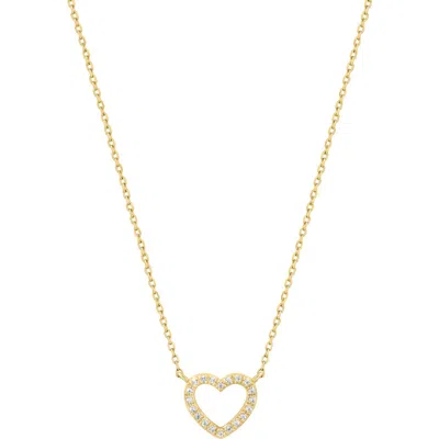 Effy 14k Gold Plated Sterling Silver Diamond Open Heart Pendant Necklace In Pattern