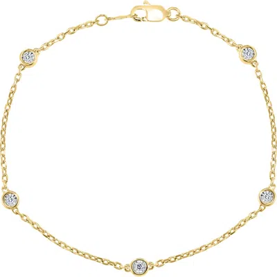 Effy 14k Gold Plated Sterling Silver Diamond Station Bracelet