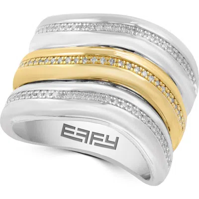 Effy 14k Gold Plated Sterling Silver Diamond Triple Band Ring In White