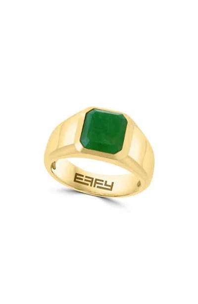 Effy 14k Gold Plated Sterling Silver Jade Signet Ring In Green