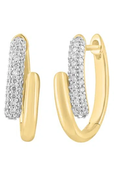 Effy 14k Gold Plated Sterling Silver Lab Grown Diamond Huggie Hoop Earrings