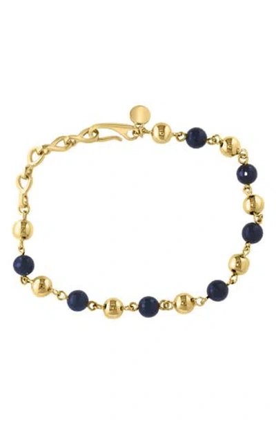 Effy 14k Gold Plated Sterling Silver Onyx Ball Chain Bracelet In Black
