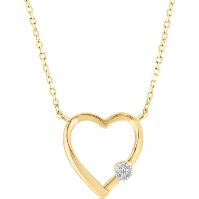 Effy 14k Gold Plated Sterling Silver Pavé Diamond Heart Pendant Necklace In Gray