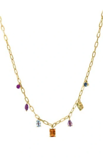 Effy 14k Gold Plated Sterling Silver Semiprecious Stone Charm Necklace In Gold Multi