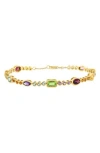 Effy 14k Gold Plated Sterling Silver Semiprecious Stone Line Bracelet In Gold Multi