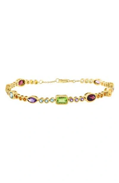 Effy 14k Gold Plated Sterling Silver Semiprecious Stone Line Bracelet In Gold Multi