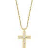 Effy 14k Gold Plated Sterling Silver Zircon Cross Pendant Necklace In Yellow Gold