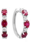Effy 14k Gold Ruby & Lab Grown Diamond Hoop Earrings In Red