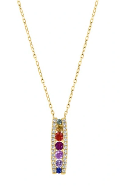 Effy 14k Gold Sapphire & Diamond Pendant Necklace In Multi