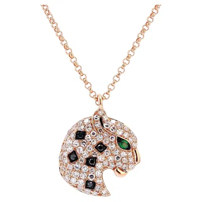 Pre-owned Effy 14k Rg Panther  Pendant In Multiple