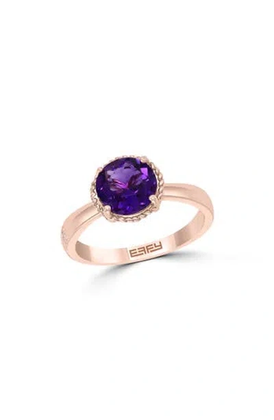 Effy 14k Rose Gold Amethyst & Diamond Ring