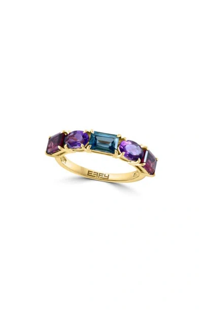 Effy 14k Rose Gold Amethyst, London Blue Topaz & Rhodolite Ring In Gold Multi
