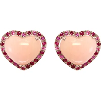 Effy 14k Rose Gold Blush Heart Gemstone Earrings In Pink