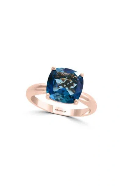 Effy 14k Rose Gold Cushion Cut London Blue Topaz Ring
