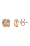 Effy 14k Rose Gold Cushioned Cut Morganite & Diamond Halo Stud Earrings In Gold