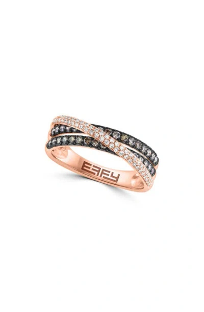 Effy 14k Rose Gold Diamond Crossover Band Ring