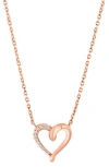 Effy 14k Rose Gold Diamond Open Heart Pendant Necklace In Rose Gold