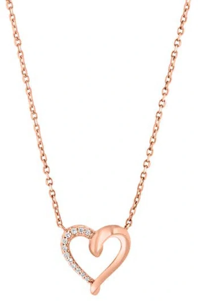 Effy 14k Rose Gold Diamond Open Heart Pendant Necklace