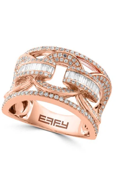 Effy 14k Rose Gold Diamond Openwork Band Ring
