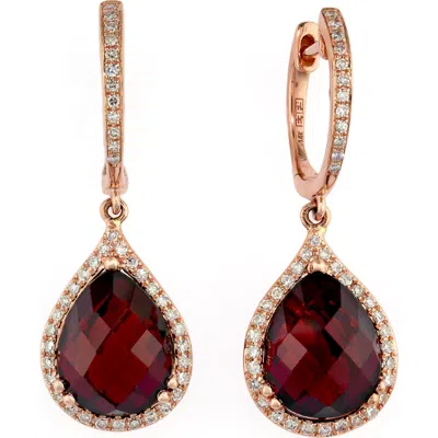 Effy 14k Rose Gold Diamond,garnet Earrings