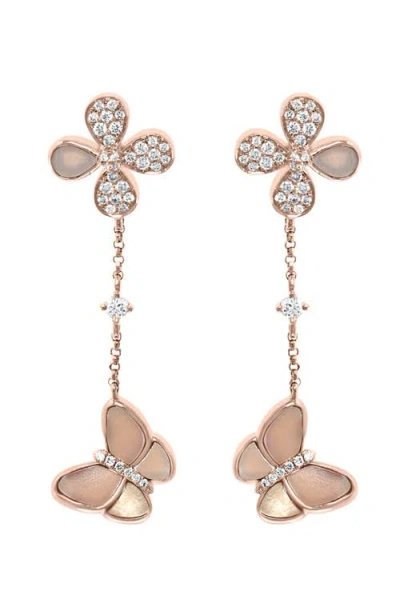 Effy 14k Rose Gold Diamond,mother Of Pearl Earrings