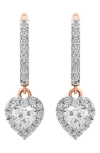 Effy 14k Rose Gold Lab Created Diamond Heart Drop Earrings In White/rose Gold