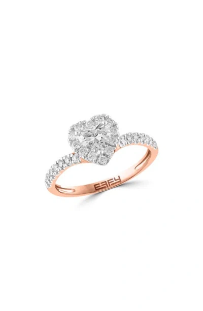 Effy 14k Rose Gold Lab Created Diamond Heart Ring In White