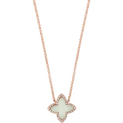 Effy 14k Rose Gold Mother Of Pearl Clover Diamond Necklace